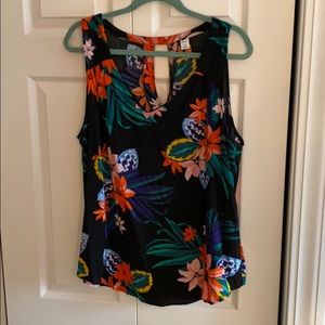 Old Navy Black Floral Tank Top
